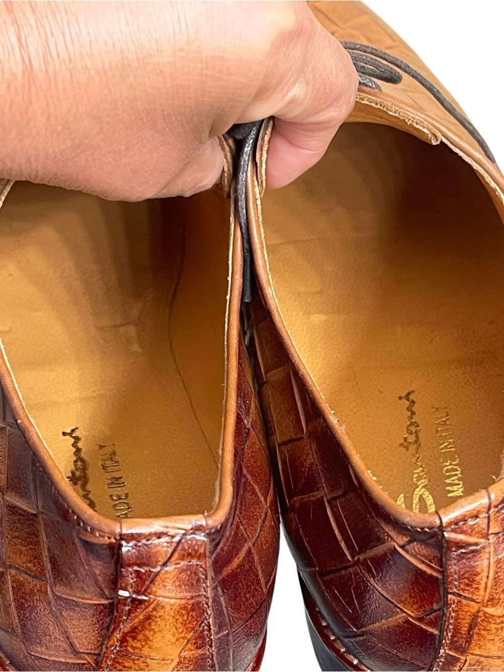 Santoni Leather Oxford Shoes size 44(USA 11) - Picture 10 of 14